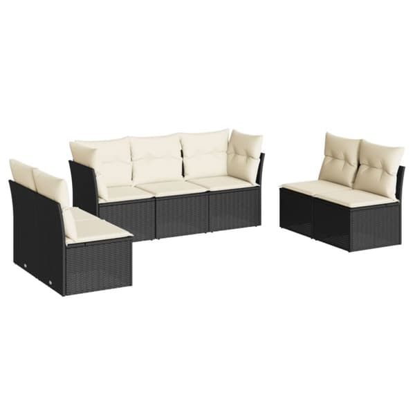 vidaXL sofasæt til haven 7 dele med hynder polyrattan sort