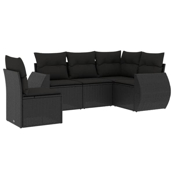 vidaXL sofasæt til haven 5 dele med hynder polyrattan sort
