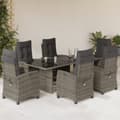 Miniatyrbillede 10 af 10: vidaXL spisebordssæt til haven 7 dele med hynder polyrattan grå