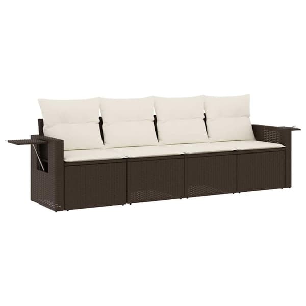 vidaXL sofasæt til haven 4 dele med hynder polyrattan brun