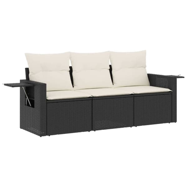 vidaXL sofasæt til haven 3 dele med hynder polyrattan sort