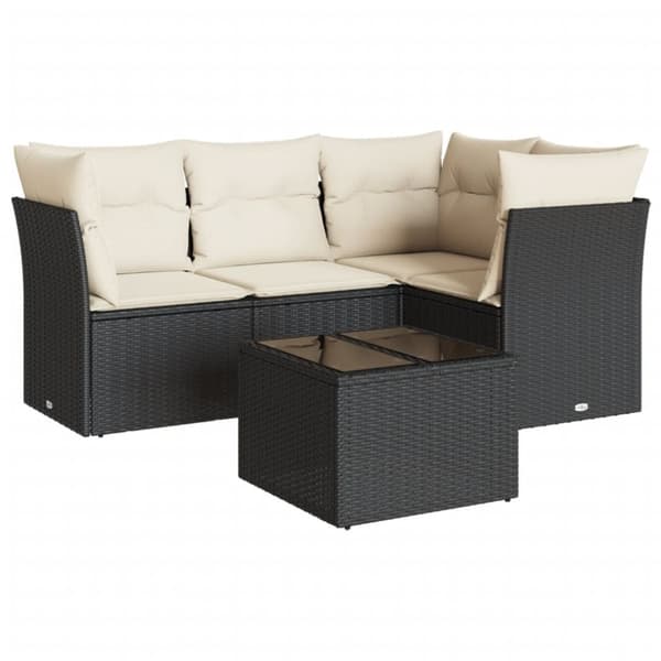 vidaXL sofasæt til haven 5 dele med hynder polyrattan sort