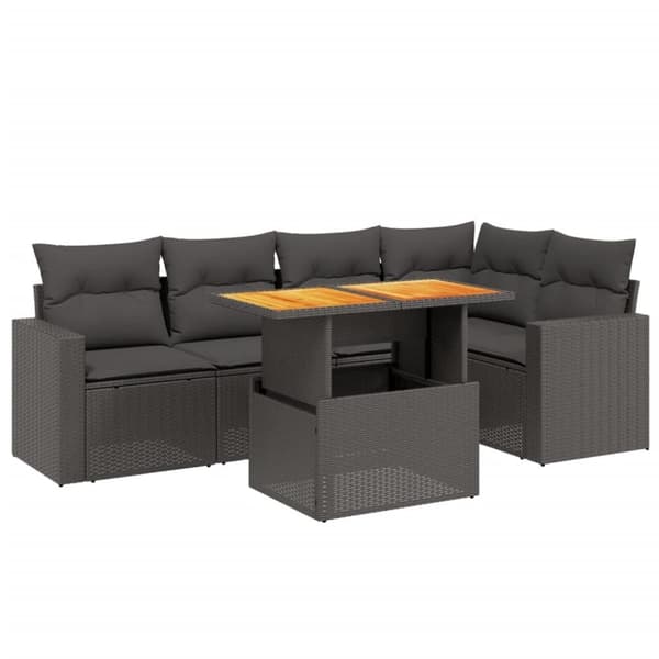 vidaXL Loungegrupp med dynor 6 delar svart konstrotting