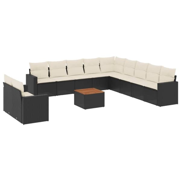 vidaXL sofasæt til haven 12 dele med hynder polyrattan sort