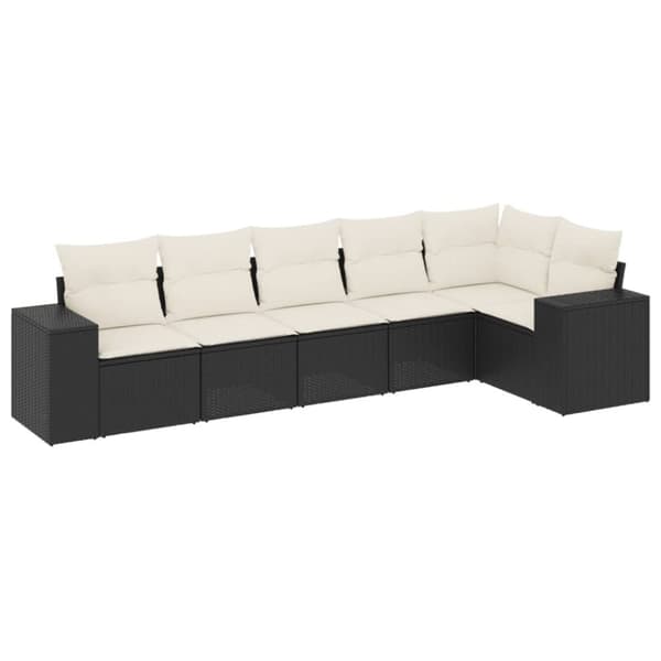vidaXL sofasæt til haven 6 dele med hynder polyrattan sort