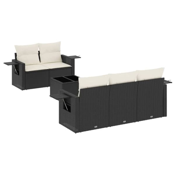 vidaXL sofasæt til haven 6 dele med hynder polyrattan sort