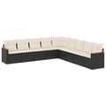 Miniatyrbillede 3 af 4: vidaXL sofasæt til haven 9 dele med hynder polyrattan sort