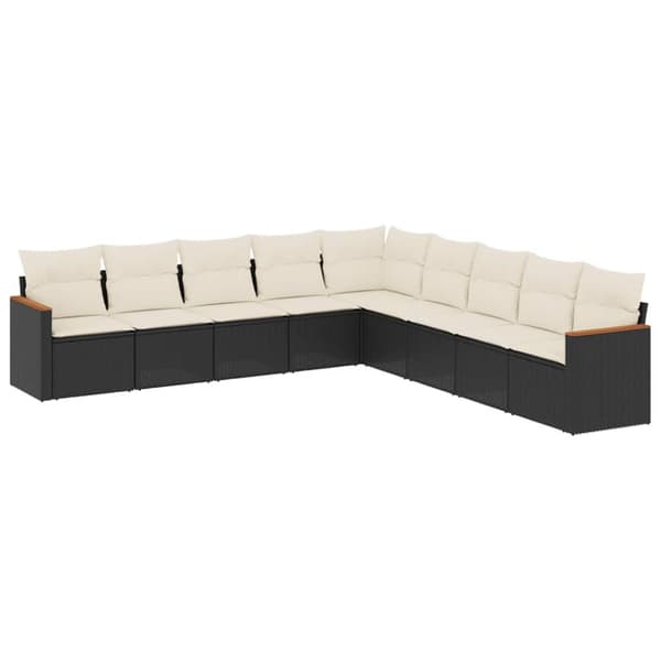 vidaXL sofasæt til haven 9 dele med hynder polyrattan sort