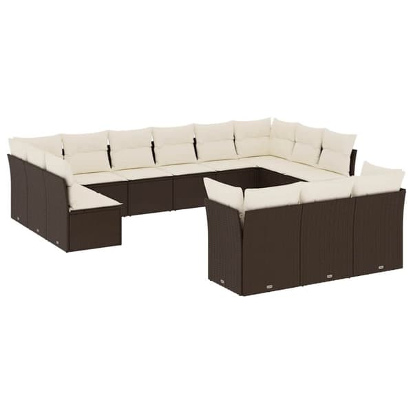 vidaXL sofasæt til haven 13 dele med hynder polyrattan brun