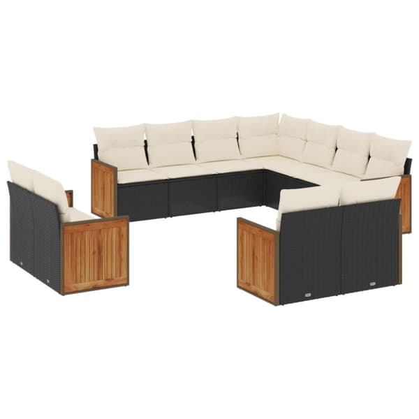 vidaXL sofasæt til haven 11 dele med hynder polyrattan sort