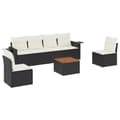 Miniatyrbillede 1 af 4: vidaXL sofasæt til haven 7 dele med hynder polyrattan sort