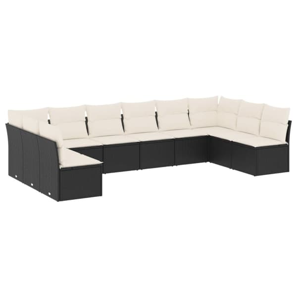 vidaXL sofasæt til haven 10 dele med hynder polyrattan sort