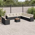Miniatyrbillede 2 af 4: vidaXL sofasæt til haven 12 dele med hynder polyrattan sort