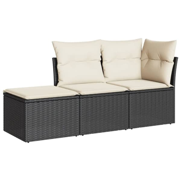 vidaXL sofasæt til haven 3 dele med hynder polyrattan sort