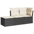Miniatyrbillede 1 af 4: vidaXL sofasæt til haven 3 dele med hynder polyrattan sort