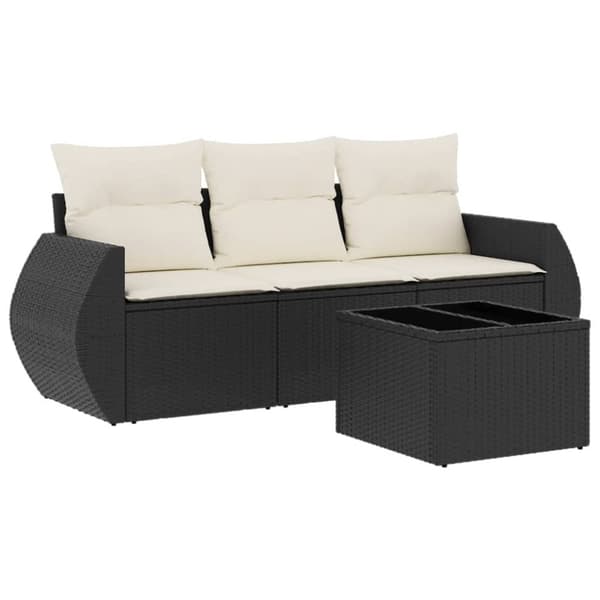 vidaXL sofasæt til haven 4 dele med hynder polyrattan sort