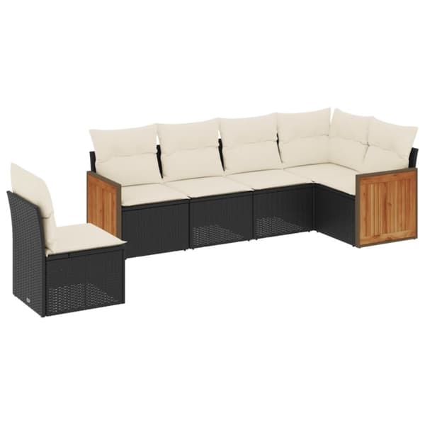 vidaXL sofasæt til haven 6 dele med hynder polyrattan sort