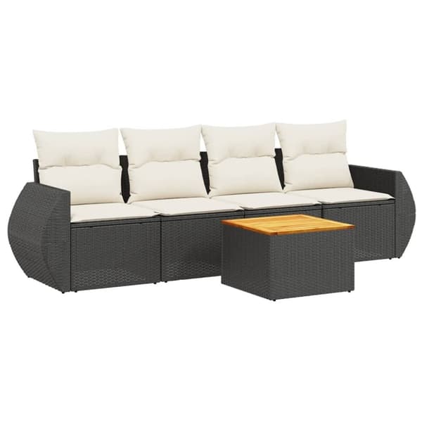 vidaXL sofasæt til haven 5 dele med hynder polyrattan sort