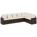 Miniatyrbillede 3 af 4: vidaXL sofasæt til haven 7 dele med hynder polyrattan brun