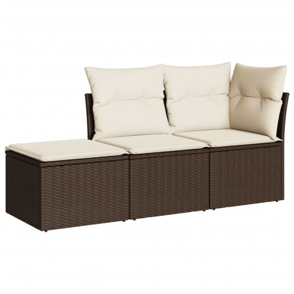 vidaXL sofasæt til haven 3 dele med hynder polyrattan brun