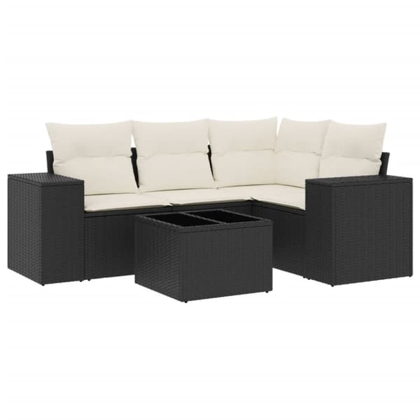 vidaXL sofasæt til haven 5 dele med hynder polyrattan sort