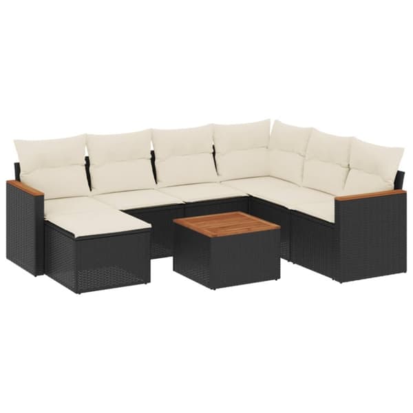 vidaXL sofasæt til haven 8 dele med hynder polyrattan sort