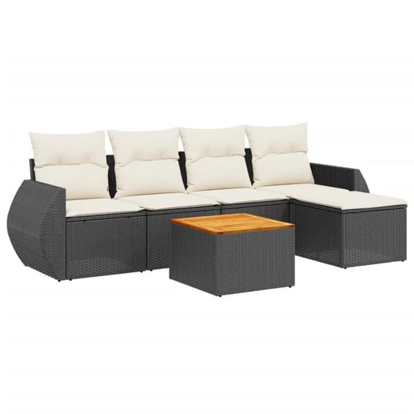 vidaXL Loungegrupp med dynor 6 delar svart konstrotting