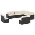 Miniatyrbillede 3 af 4: vidaXL sofasæt til haven 12 dele med hynder polyrattan sort