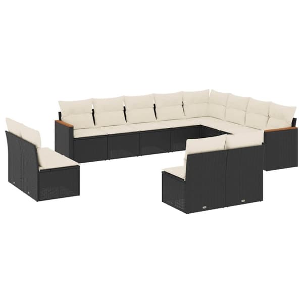 vidaXL sofasæt til haven 12 dele med hynder polyrattan sort