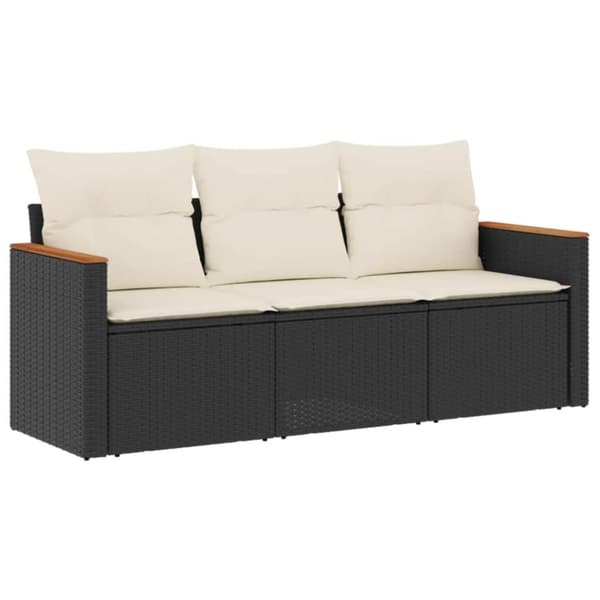 vidaXL sofasæt til haven 3 dele med hynder polyrattan sort