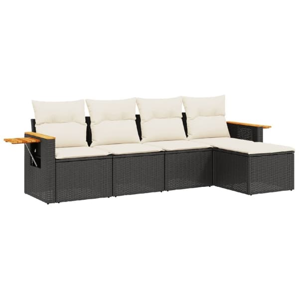 vidaXL sofasæt til haven 5 dele med hynder polyrattan sort
