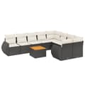 Miniatyrbillede 3 af 4: vidaXL sofasæt til haven 10 dele med hynder polyrattan sort