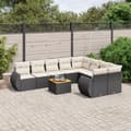 Miniatyrbillede 2 af 4: vidaXL sofasæt til haven 10 dele med hynder polyrattan sort