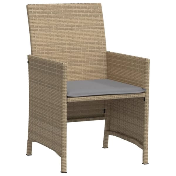 vidaXL bistrosæt til haven 3 dele med hynder polyrattan blandet beige