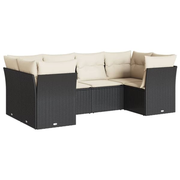 vidaXL sofasæt til haven 6 dele med hynder polyrattan sort