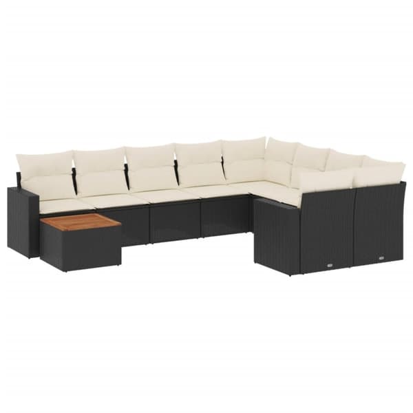 vidaXL Loungegrupp 10 delar med svarta dynor konstrotting