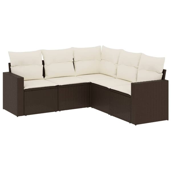 vidaXL sofasæt til haven 5 dele med hynder polyrattan brun