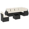 Miniatyrbillede 3 af 4: vidaXL sofasæt til haven 7 dele med hynder polyrattan sort