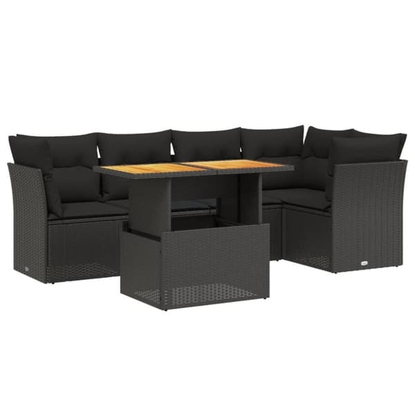 vidaXL sofasæt til haven 5 dele med hynder polyrattan sort