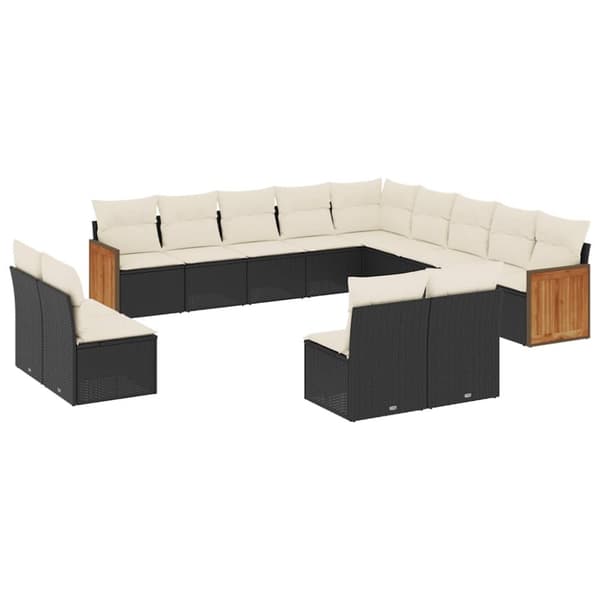 vidaXL sofasæt til haven 13 dele med hynder polyrattan sort