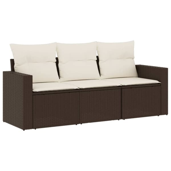 vidaXL sofasæt til haven 3 dele med hynder polyrattan brun