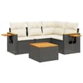 Miniatyrbillede 1 af 3: vidaXL sofasæt til haven 5 dele med hynder polyrattan sort