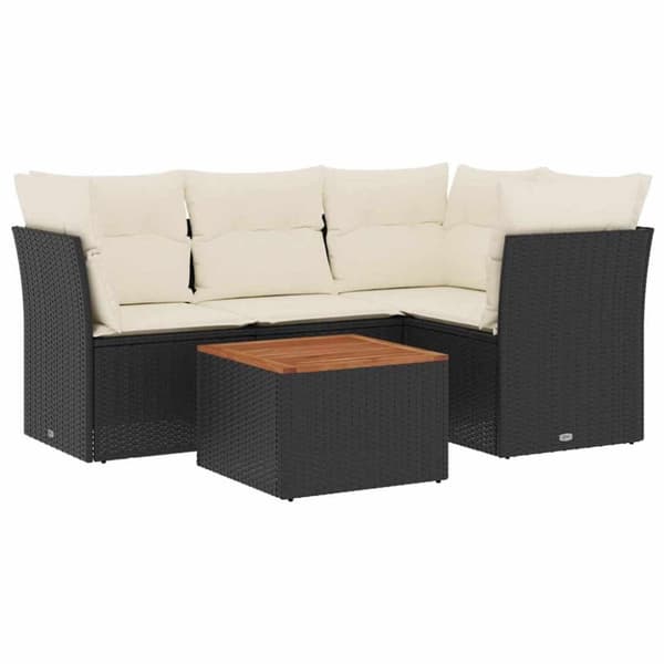 vidaXL sofasæt til haven 5 dele med hynder polyrattan sort
