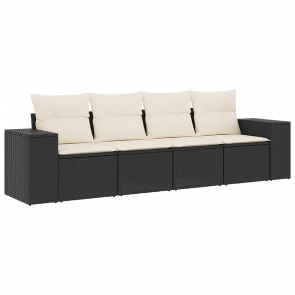vidaXL sofasæt til haven 4 dele med hynder polyrattan sort
