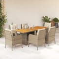 Miniatyrbillede 8 af 8: vidaXL spisebordssæt til haven 7 dele med hynder polyrattan beige