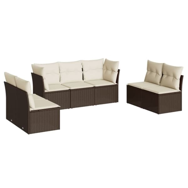 vidaXL sofasæt til haven 7 dele med hynder polyrattan brun