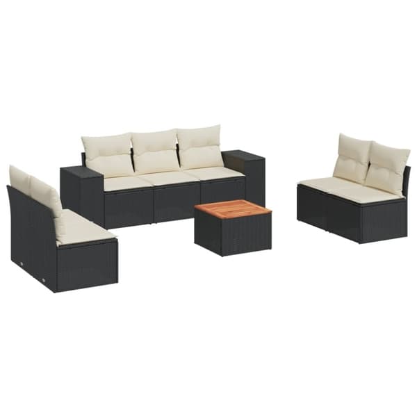 vidaXL sofasæt til haven 8 dele med hynder polyrattan sort
