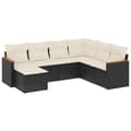 Miniatyrbillede 1 af 3: vidaXL sofasæt til haven 7 dele med hynder polyrattan sort