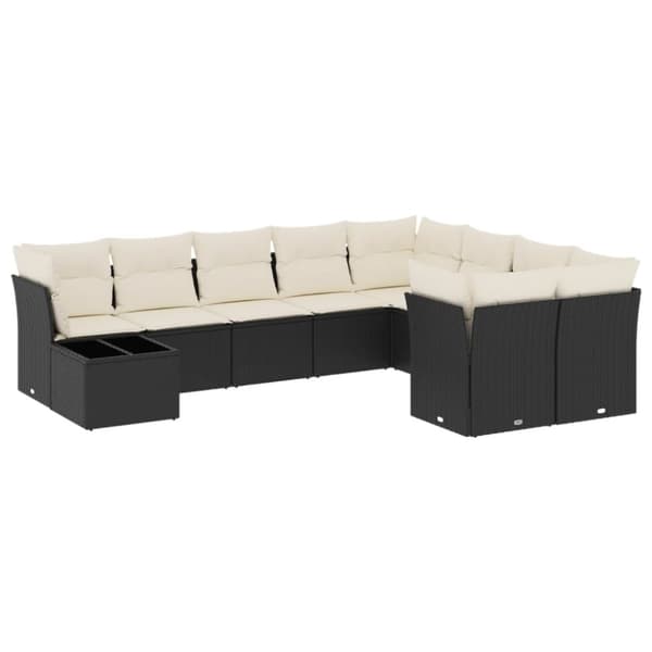 vidaXL sofasæt til haven 10 dele med hynder polyrattan sort