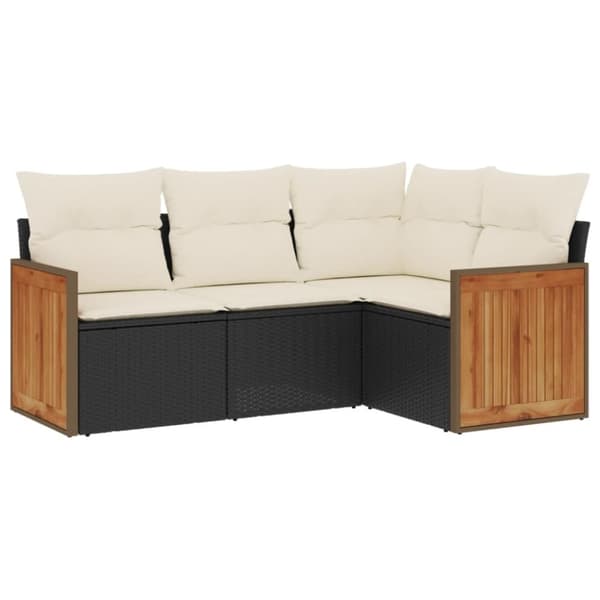 vidaXL sofasæt til haven 4 dele med hynder polyrattan sort